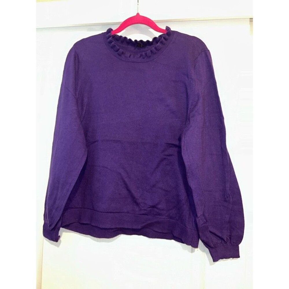 Talbots purple scallop ruffle neck puff sleeve sweater XLP